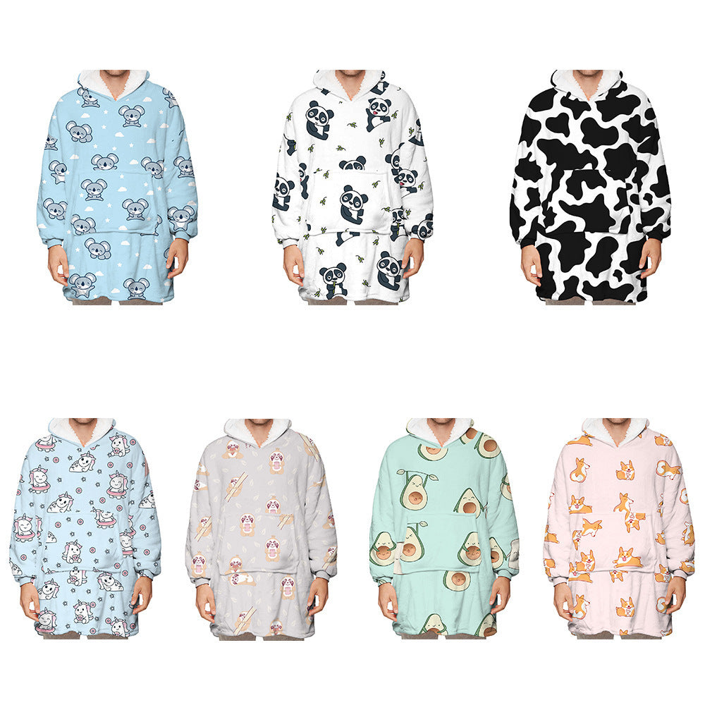 Warm Versatile wearable blanket Couple Hoddie