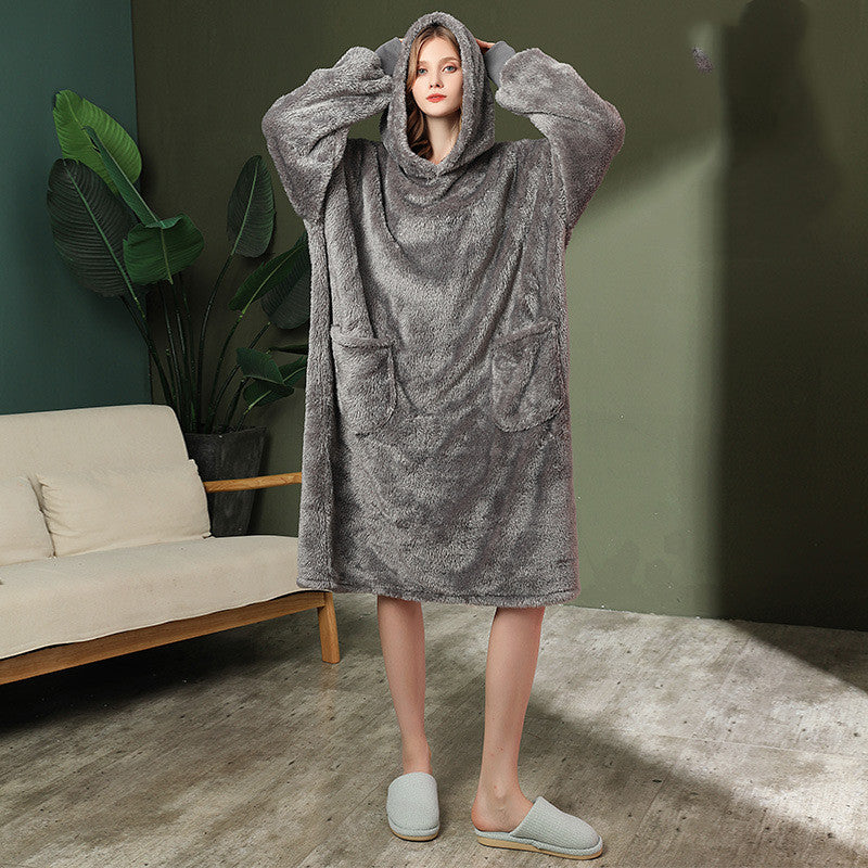 Plain Color Oversized Wearable Blanket Unisex