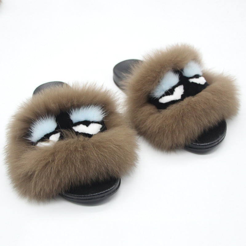Fox hair Women's Designer slippers