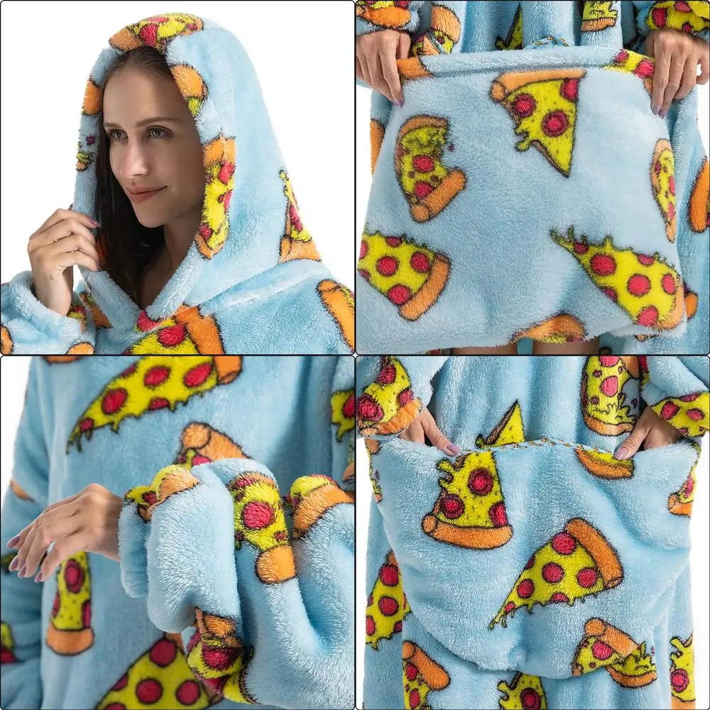 Printed Design Wearable Blanket Hoodie - Unisex