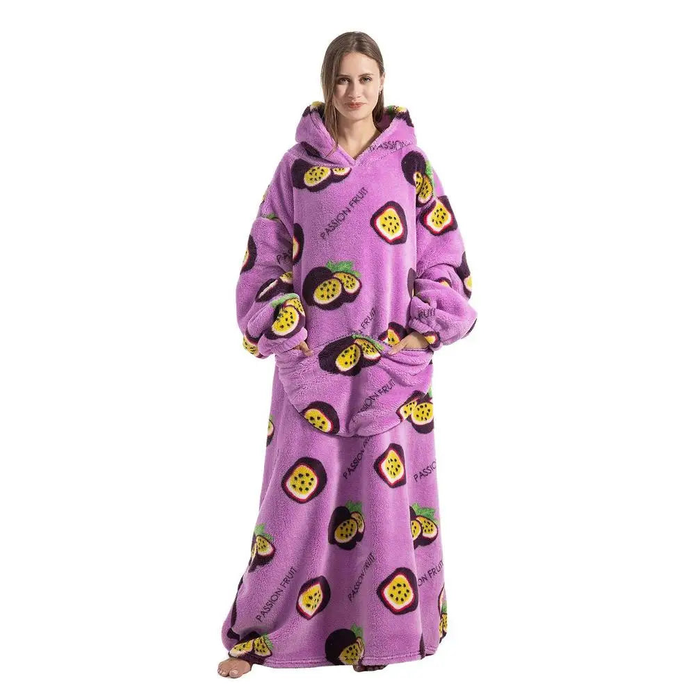 Printed Design Wearable Blanket Hoodie - Unisex