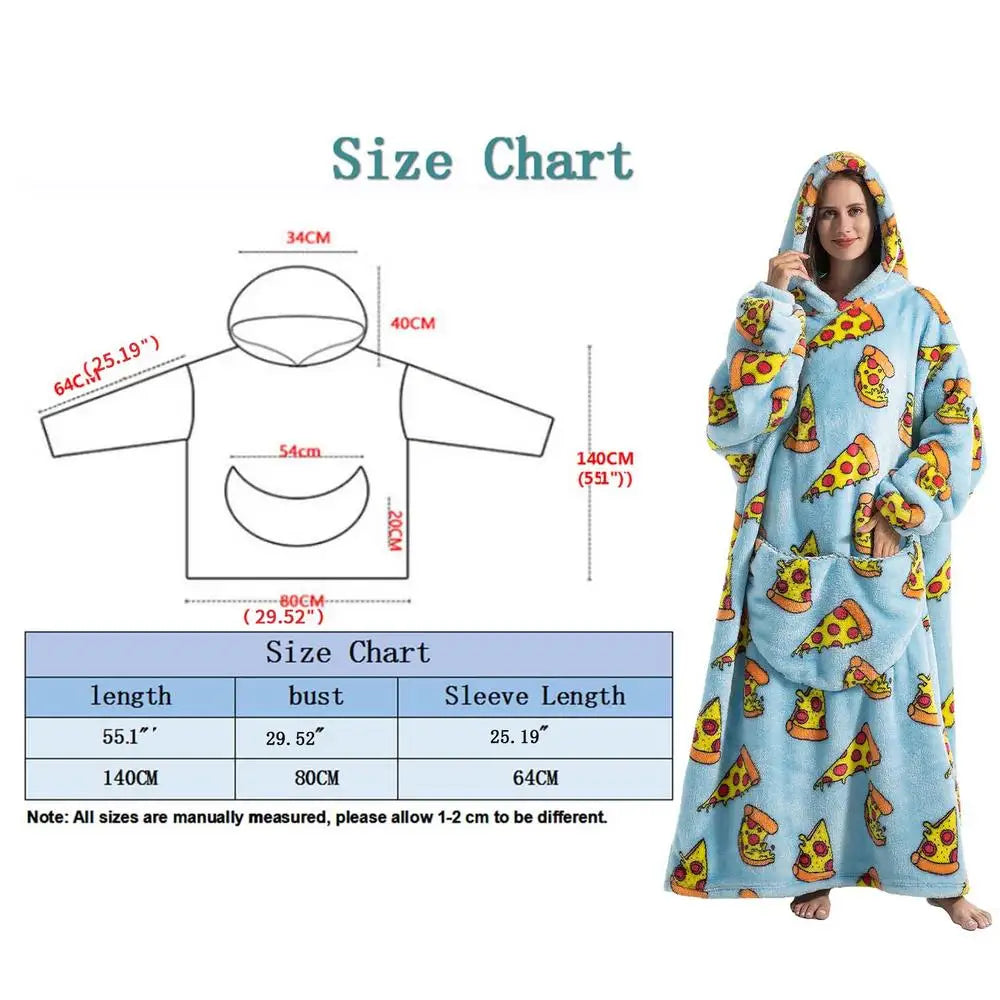 Printed Design Wearable Blanket Hoodie - Unisex