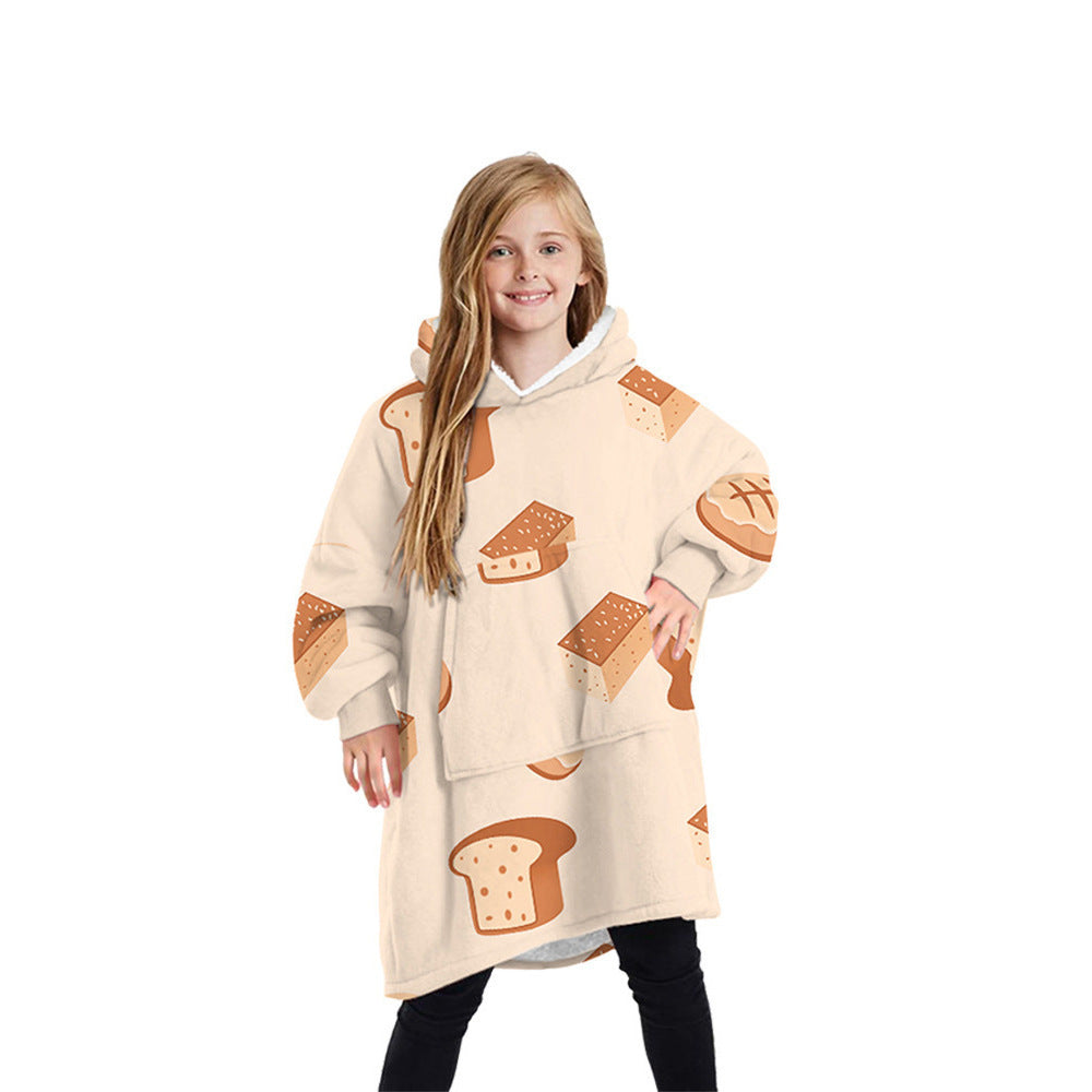 One-Size Flocking Cotton Fleece Wearable Blanket Home Service