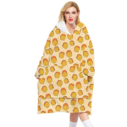 One-Size Flocking Cotton Fleece Wearable Blanket Home Service