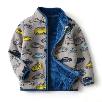 Printed Polar Fleece Cartoon Boy Jacket Unisex
