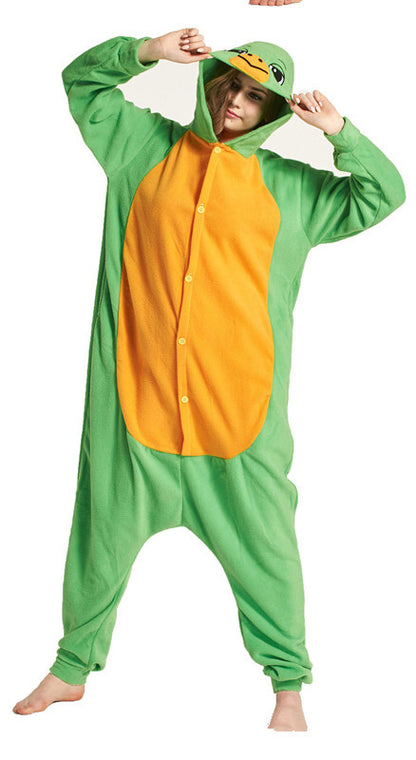 Turtle Style Green Orange One Piece Pajamas