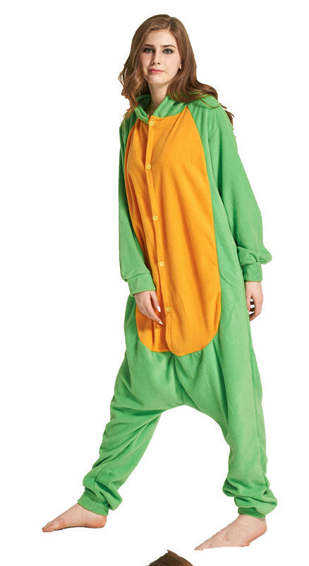 Turtle Style Green Orange One Piece Pajamas