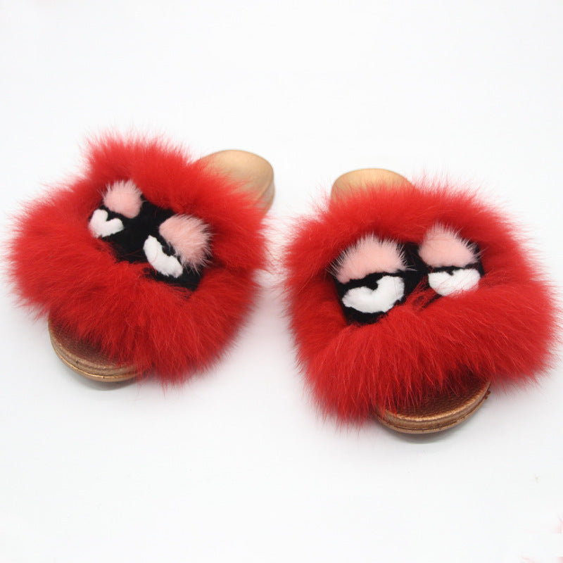 Fox hair Women's Designer slippers