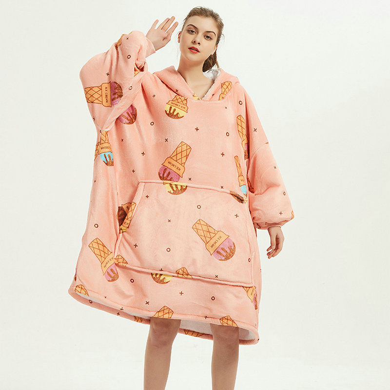 Ovesized Wearable Cozy Blanket Hoodie Winter