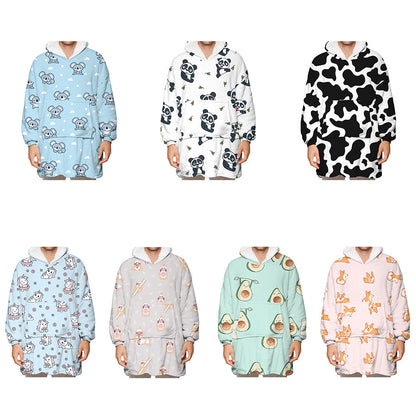 Warm Versatile wearable blanket Couple Hoddie