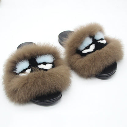 Fox hair Women's Designer slippers