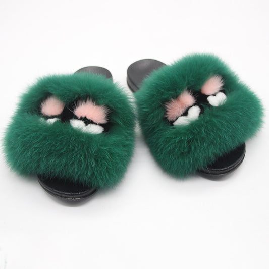 Fox hair Women's Designer slippers