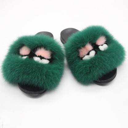 Fox hair Women's Designer slippers
