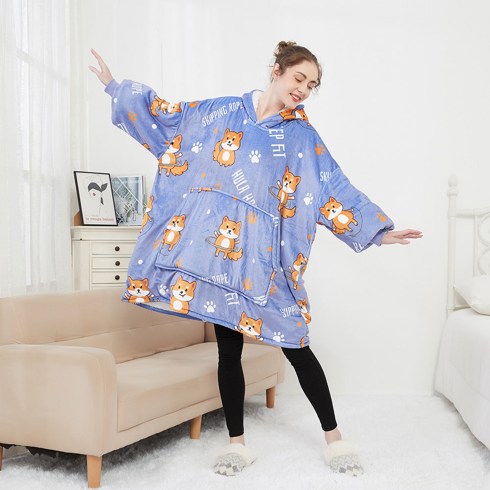 Women's Hooded Lazy Blanket Wearable Hoddie