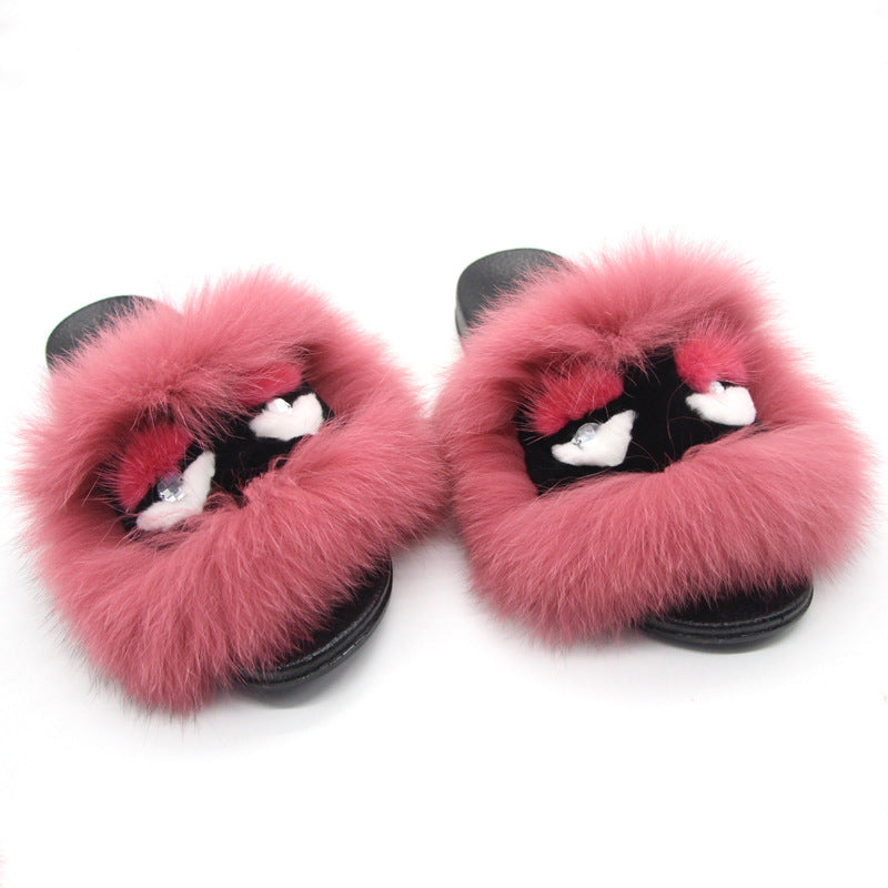 Fox hair Women's Designer slippers