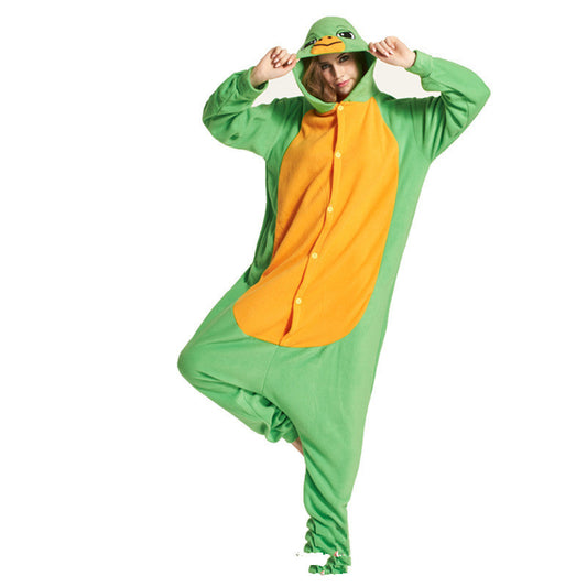 Turtle Style Green Orange One Piece Pajamas