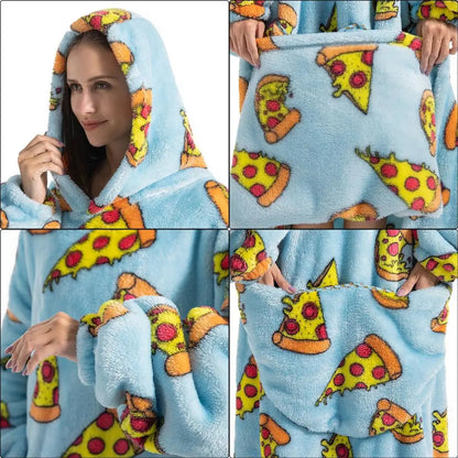 Printed Design Wearable Blanket Hoodie - Unisex