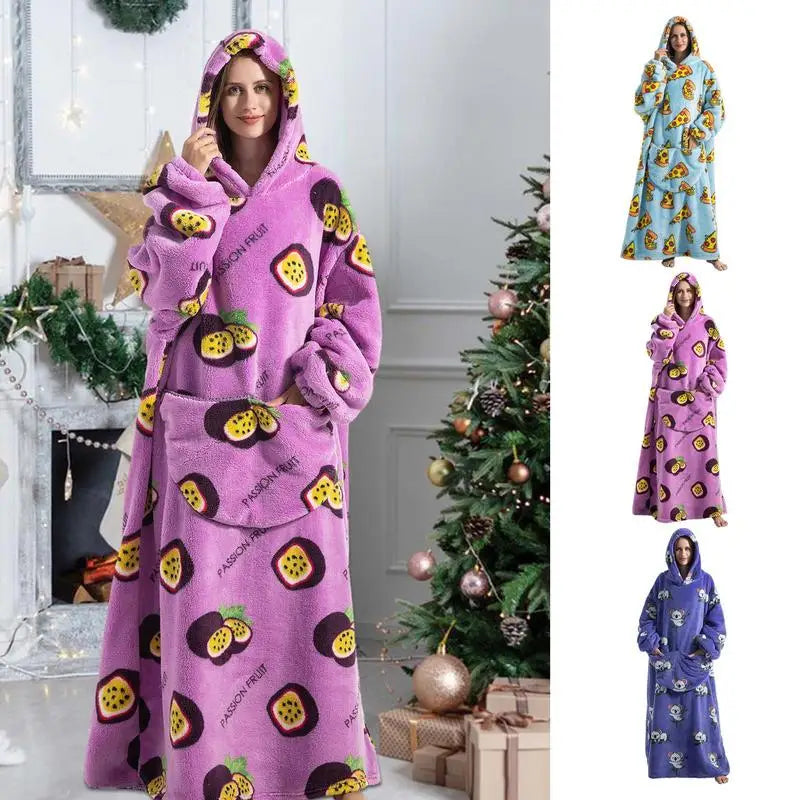 Printed Design Wearable Blanket Hoodie - Unisex