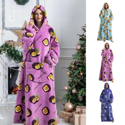 Printed Design Wearable Blanket Hoodie - Unisex
