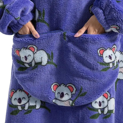Printed Design Wearable Blanket Hoodie - Unisex