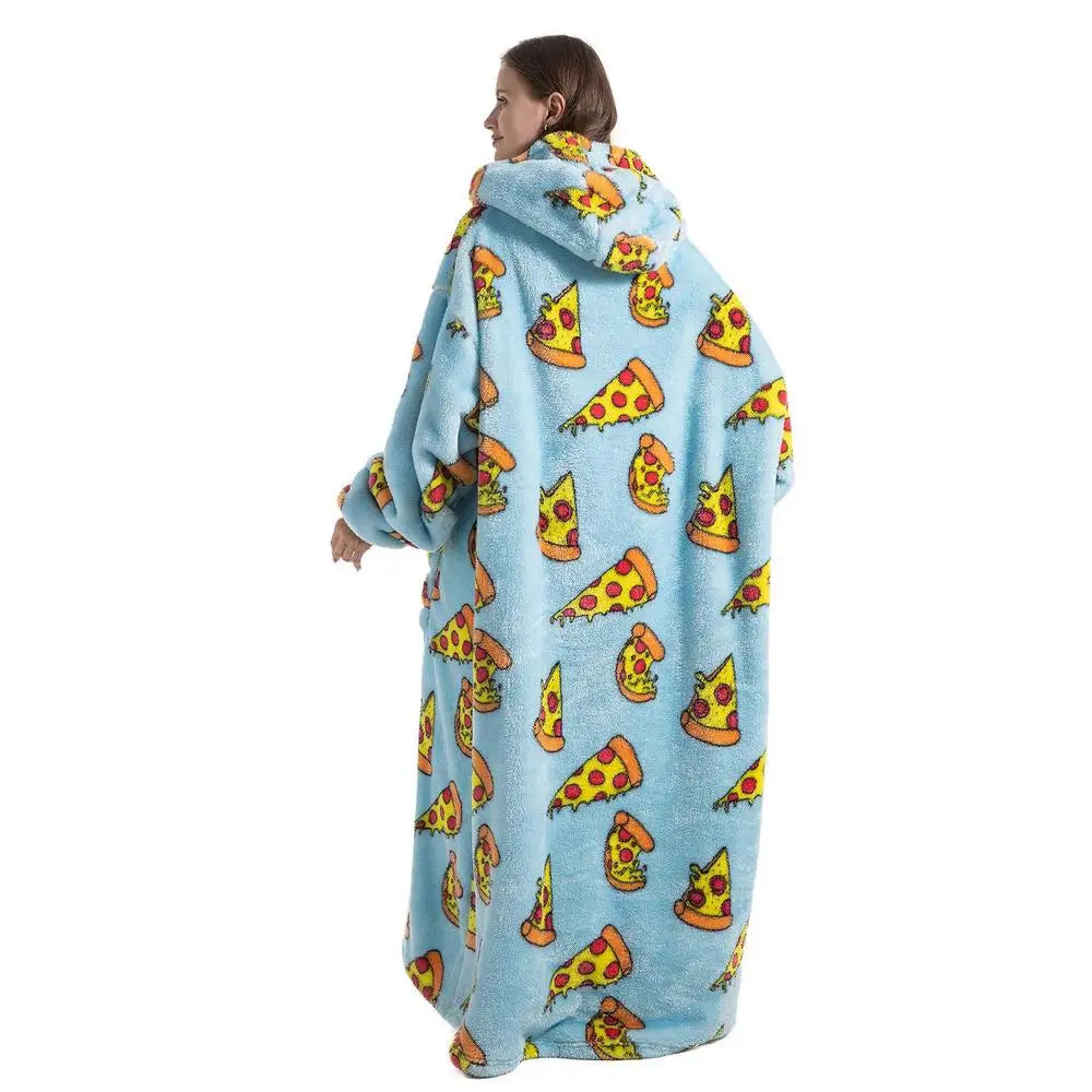 Printed Design Wearable Blanket Hoodie - Unisex
