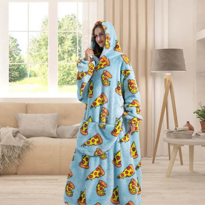 Printed Design Wearable Blanket Hoodie - Unisex
