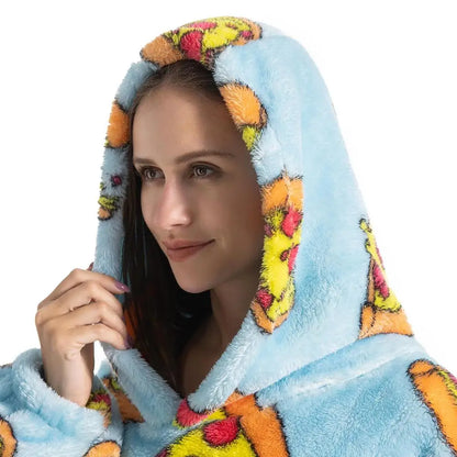 Printed Design Wearable Blanket Hoodie - Unisex