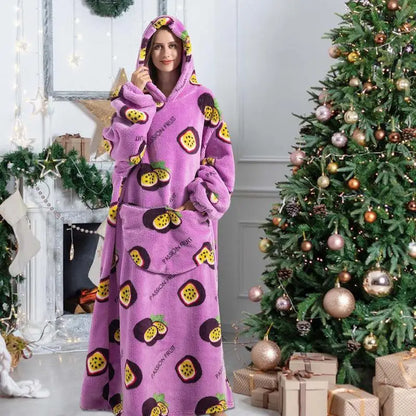 Printed Design Wearable Blanket Hoodie - Unisex