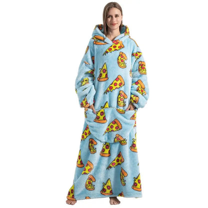 Printed Design Wearable Blanket Hoodie - Unisex