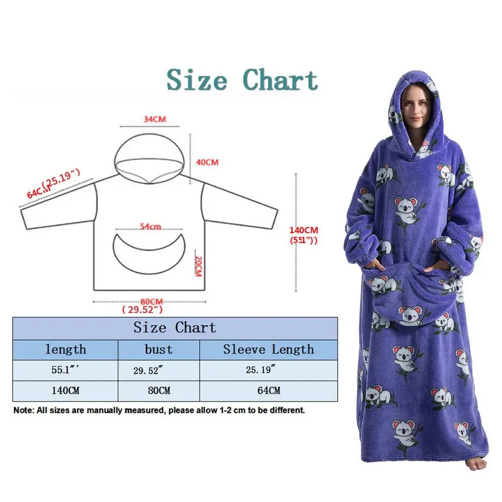 Printed Design Wearable Blanket Hoodie - Unisex