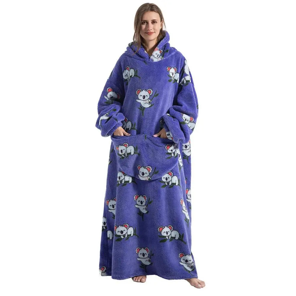 Printed Design Wearable Blanket Hoodie - Unisex