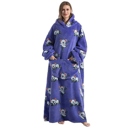 Printed Design Wearable Blanket Hoodie - Unisex