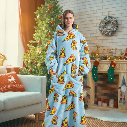 Printed Design Wearable Blanket Hoodie - Unisex