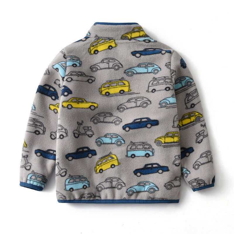 Printed Polar Fleece Cartoon Boy Jacket Unisex