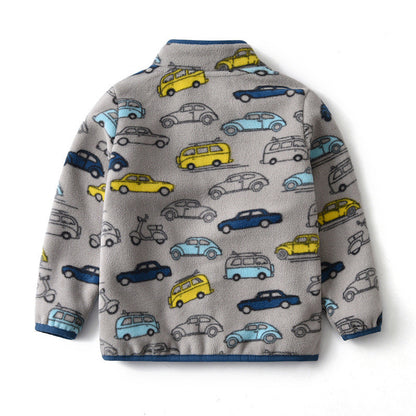 Printed Polar Fleece Cartoon Boy Jacket Unisex