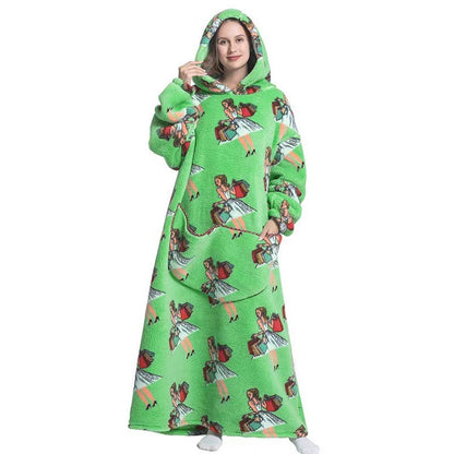 Fleece Hooded Wearable Blanket Sweatshirt