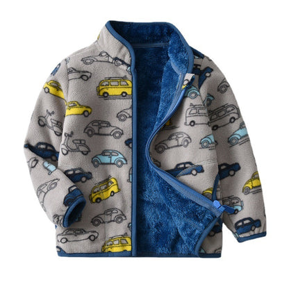 Printed Polar Fleece Cartoon Boy Jacket Unisex