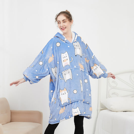 Women's Hooded Lazy Blanket Wearable Hoddie