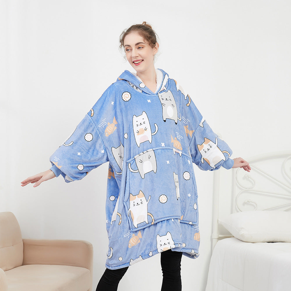 Women's Hooded Lazy Blanket Wearable Hoddie